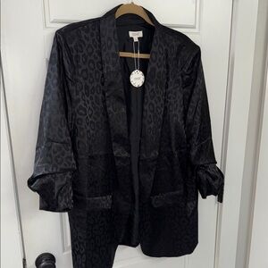Black Leopard Print Women's Blazer